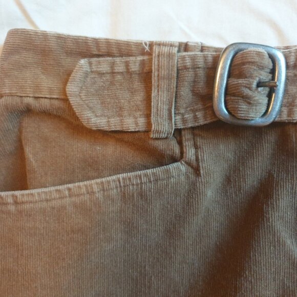 Vintage Tan/Brown Corduroy Skirt With Pockets and Buckle Strap - Picture 3 of 4